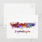 Kopenhagen-skyline in waterverf briefkaart (Voorkant / Achterkant)