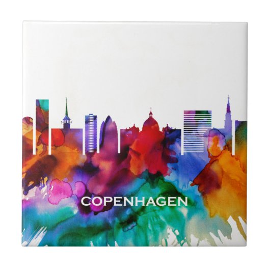 Kopenhagen Skyline Tegeltje (Voorkant)
