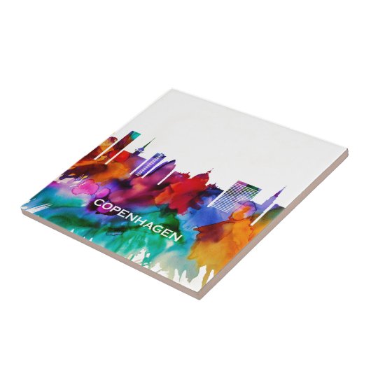 Kopenhagen Skyline Tegeltje (Zijkant)