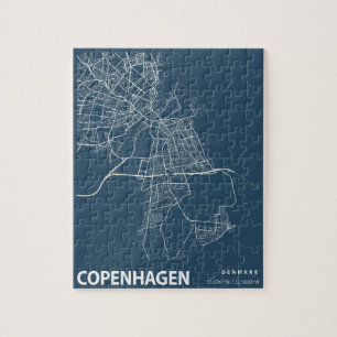 Kopenhagen Stadsplattegrond lijn Art Blue Print Legpuzzel