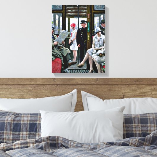 Kopenhagen Tram, beroemd schilderij, Canvas Afdruk (Insitu (Slaapkamer))