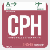 Kopenhagen - Travel Label Square Stickers (Voorkant)