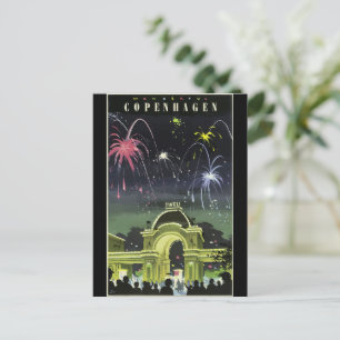 Kopenhagen vintage reizen poster, briefkaart