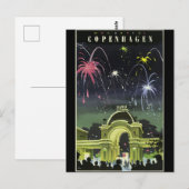 Kopenhagen vintage reizen poster, briefkaart (Voorkant / Achterkant)