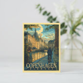 Kopenhagen Vintage Travel Briefkaart (Staand voorkant)