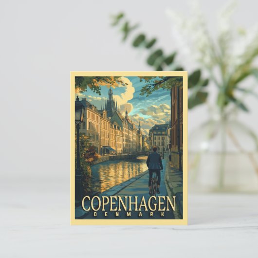 Kopenhagen Vintage Travel Briefkaart (Staand voorkant)