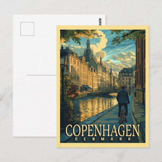 Kopenhagen Vintage Travel Briefkaart (Voorkant / Achterkant)