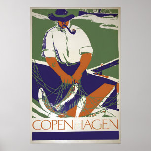 Kopenhagen Visser Vintage Reisposter Denemarken Poster