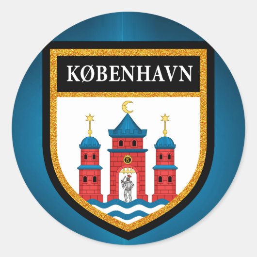 Kopenhagen-vlag Ronde Sticker (Voorkant)