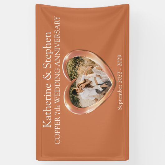 Koper 7e Huwelijksverjaardag hart foto banner (Verticaal)