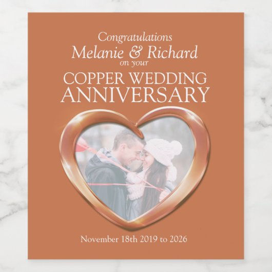 Koper 7e trouwdag aangepaste wijnlabels wijn etiket (Enkel label)