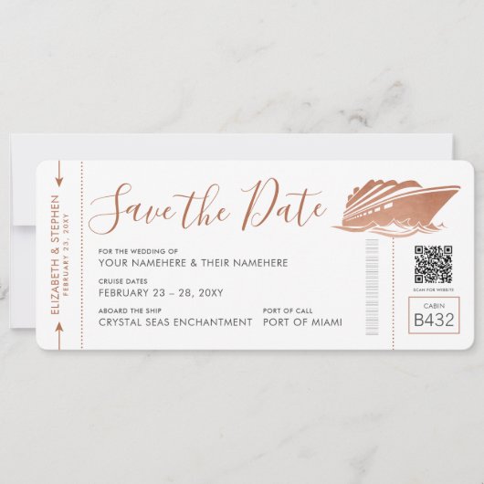 Koper bewaart de datum voor cruise Wedding Save The Date (Voorkant)