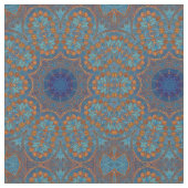 Koper Blauwe Circles Indische afdrukstructuur Stof (Close Up)