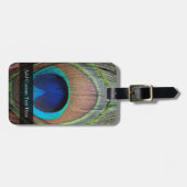 Koper/Blauwgroen/blauw Peacock-doether Bagagelabel (Voorkant horizontaal)