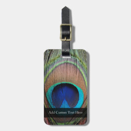 Koper/Blauwgroen/blauw Peacock-doether Bagagelabel