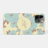 Koper Bleke Blauwgroen flora op parelgeel Case-Mate iPhone Case (Achterkant (horizontaal))