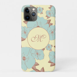 Koper Bleke Blauwgroen flora op parelgeel Case-Mate iPhone Case