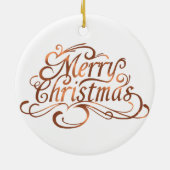 Koper-blik Berry wreath & Merry kerstscript Keramisch Ornament (Achterkant)