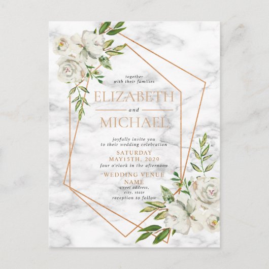 Koper Bloemen Geometrische Marmeren Briefkaart Fot (Voorkant)