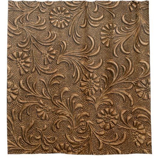 Koper Bloemen: In reliëf gemaakte paneelkunst. Douchegordijn (Voorkant)