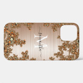 Koper Bloemen Metallic Handgeschreven Monogram Case-Mate iPhone Case (Achterkant (horizontaal))