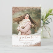 Koper Blush Gold Glitter Elegant Script Afstuderen Kaart (Staand voorkant)