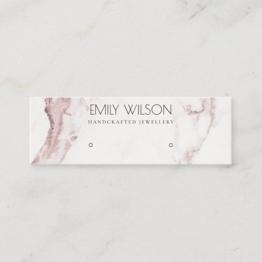 KOPER BLUSH PINK MARBLE STUD EARRING DISPLAY LOGO MINI VISITEKAARTJE (Voorkant)