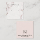 KOPER BLUSH PINK MARBLE STUD EARRING DISPLAY LOGO VIERKANTE VISITEKAARTJE (Voorkant / Achterkant)