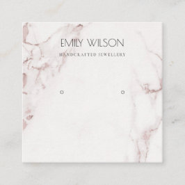 KOPER BLUSH PINK MARBLE STUD EARRING DISPLAY LOGO VIERKANTE VISITEKAARTJE