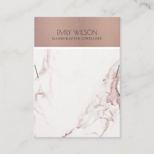 KOPER BLUSH PINK MARBLE TEXTURE KETTING DISPLAY VISITEKAARTJE (Voorkant)