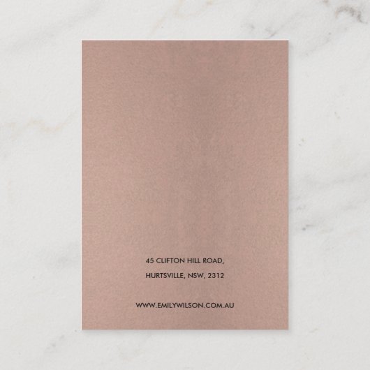 KOPER BLUSH PINK MARBLE TEXTURE KETTING DISPLAY VISITEKAARTJE (Achterkant)