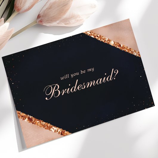 Koper Blush Pink Navy zal mijn Bridesmaid zijn Kaart