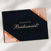 Koper Blush Pink Navy zal mijn Bridesmaid zijn Kaart