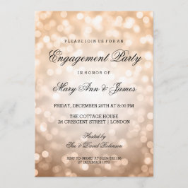 Koper Bokeh Lights Elegant Engagement Party Kaart