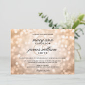 Koper Bokeh Lights Elegant Wedding Kaart (Staand voorkant)