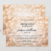 Koper Bokeh Lights Elegant Wedding Kaart (Voorkant / Achterkant)