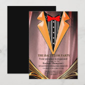 Koper/Brass Satin & Graphic Bachelor-uitnodiging (Voorkant / Achterkant)