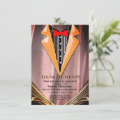 Koper/Brass Satin & Graphic Bachelor-uitnodiging (Staand voorkant)