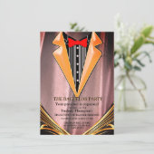 Koper/Brass Satin & Graphic Bachelor-uitnodiging (Staand voorkant)