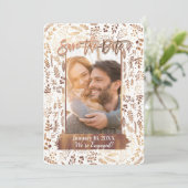 Koper Brons Goud Folie Modern Save the Date Foto Kaart (Staand voorkant)