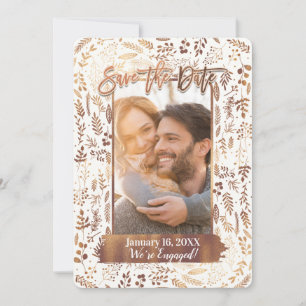 Koper Brons Goud Folie Modern Save the Date Foto Kaart
