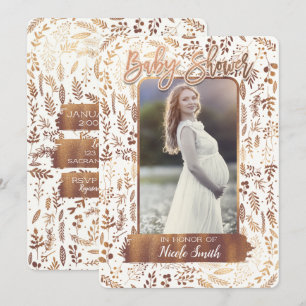 Koper Brons Goud Folie Moderne Baby Shower Foto Kaart