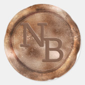 Koper Brons Monogrammed Wax Seal Sticker (Voorkant)
