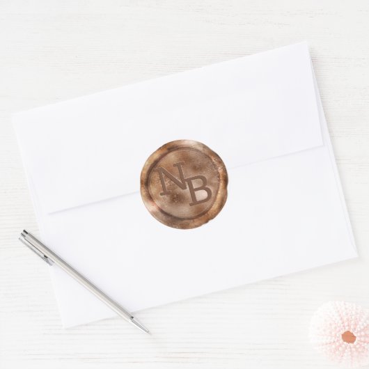 Koper Brons Monogrammed Wax Seal Sticker (Envelop)