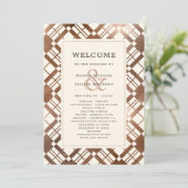 Koper Brons Rustieke Herfst Plaid Trouwceremonie Programmakaart (Staand voorkant)