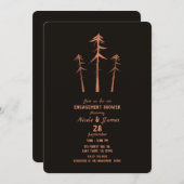 Koper Brons Tall Pine Trees Rustiek Verloving Kaart (Voorkant / Achterkant)