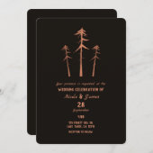 Koper Brons Tall Pine Trees Rustieke Bruiloft Kaart (Voorkant / Achterkant)