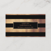 Koper Brons & Zwarte Strepen Chique Modern Glam Visitekaartje (Achterkant)
