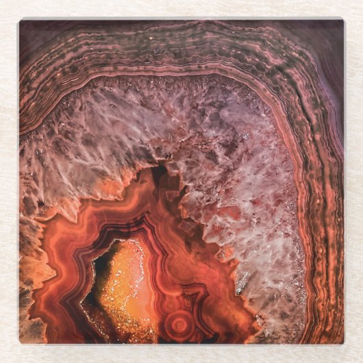 koper Bronze Agate Mineral Gemstone Glazen Onderzetter (Voorkant)