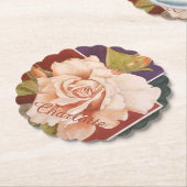 Koper Bronze Floral Kartonnen Onderzetters (Gekanteld)